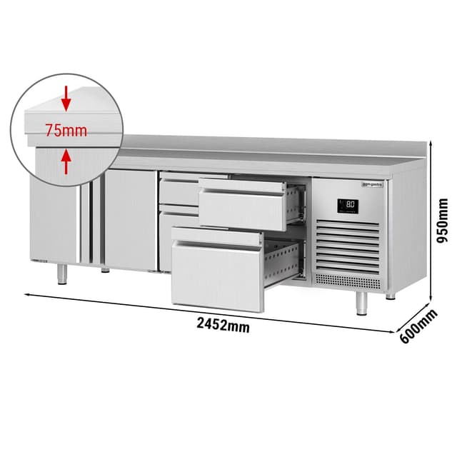 Chladící stůl - se 2 dveřmi & 4 šuplíky 2/3 & 1/3