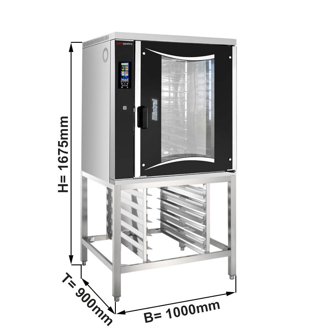 Pekárenský elektrický konvektomat - Touch - 10x EN 60x40 - vč. podstavce s držákem na plechy