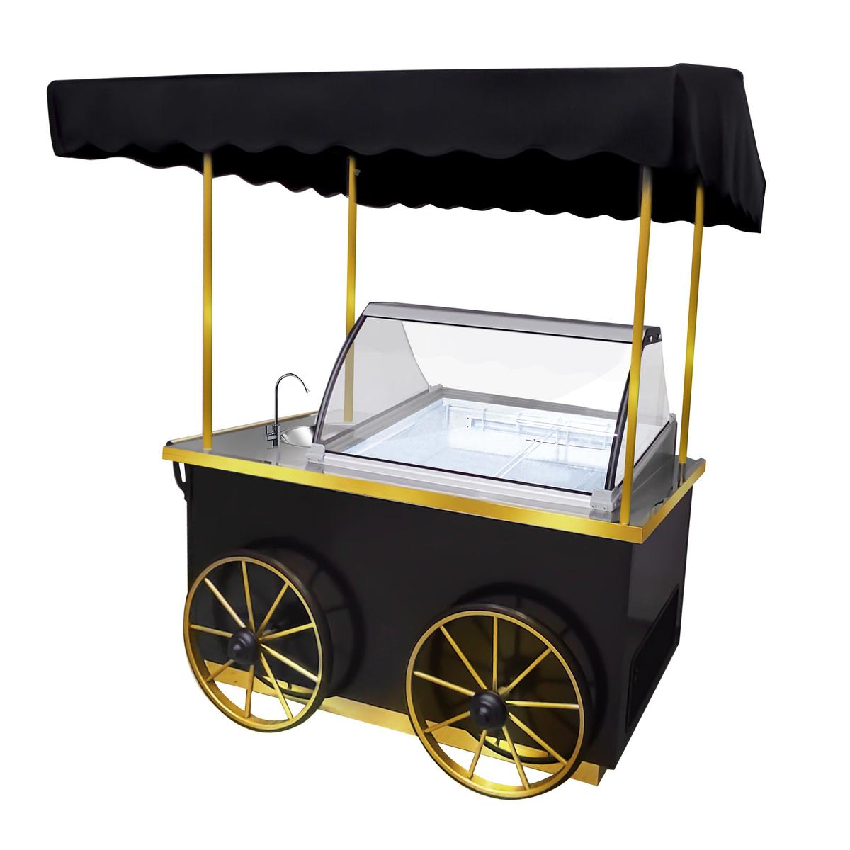 Ice cream trolley - 1900mm - with sink & lighting - for 7x5 Litre ice cream containers