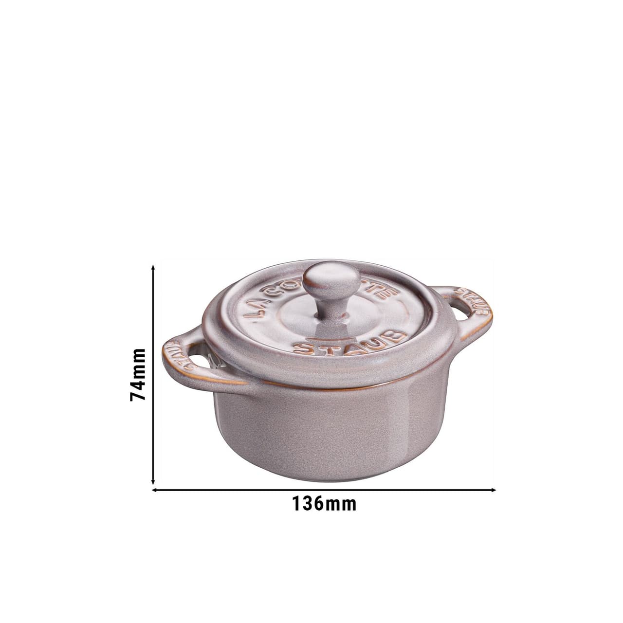 STAUB | CERAMIQUE - mini kokotka - Ø 100 mm - kulatá - keramika - antická šedá