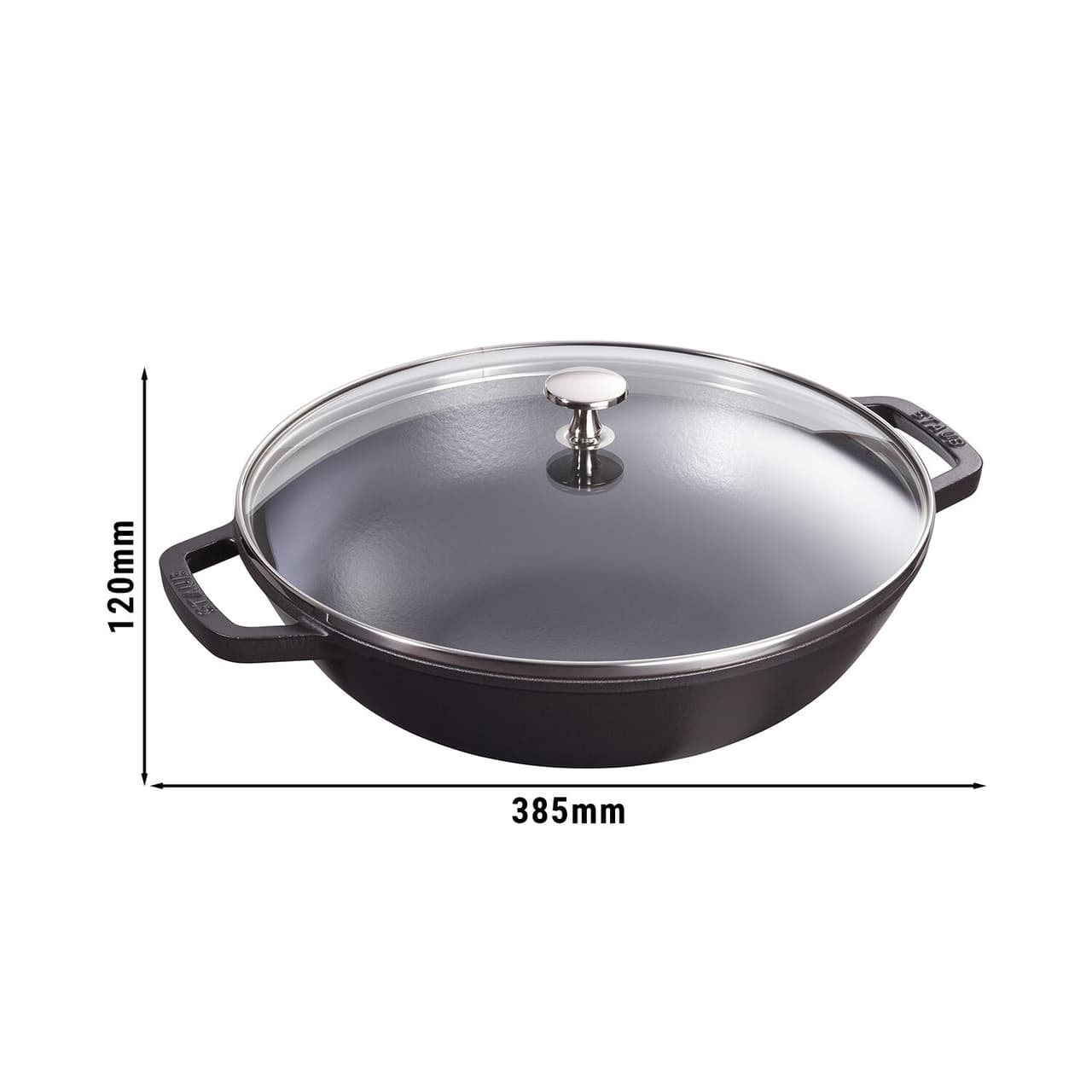 STAUB | SPECIALITY - Wok se skleněnou poklicí - Ø 300 mm - litina - černý