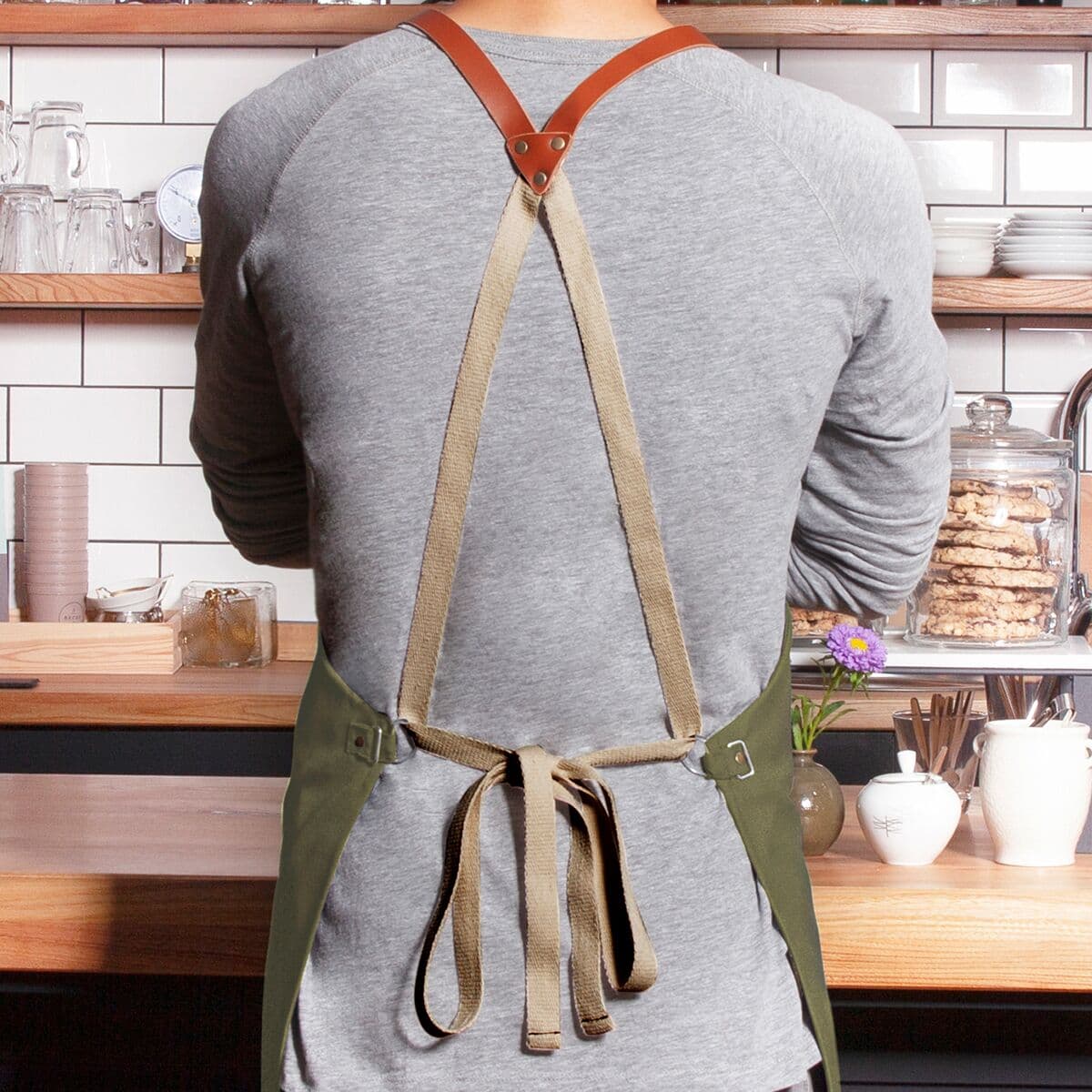 (6 pieces) Karlowsky - Bib Apron Green-Generation - Moss Green