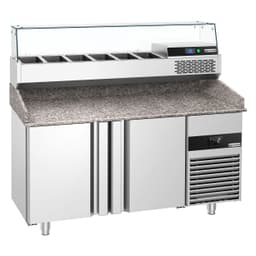 Chladicí stůl na pizzu PREMIUM - 1550x800mm - se 2 dveřmi - vč. chladicí vitríny