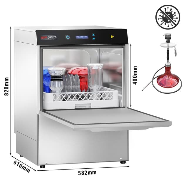 Doppelwandige Geschirrspülmaschine SHISHA - 4,9 kW - inkl. Entkalker - mit Reiniger-, Klarspüler- & Laugenpumpe