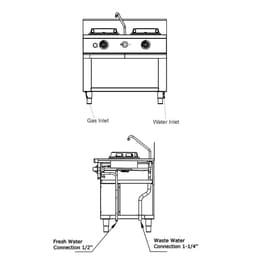 Gas wok cooker - 30 kW - 2 hobs - incl. 1 mini water column