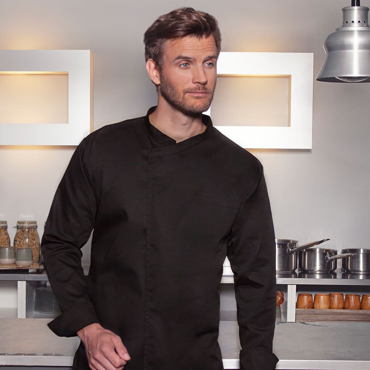 Karlowsky Long Sleeve Throw Over Cooking Shirt - Black - Size: XXL