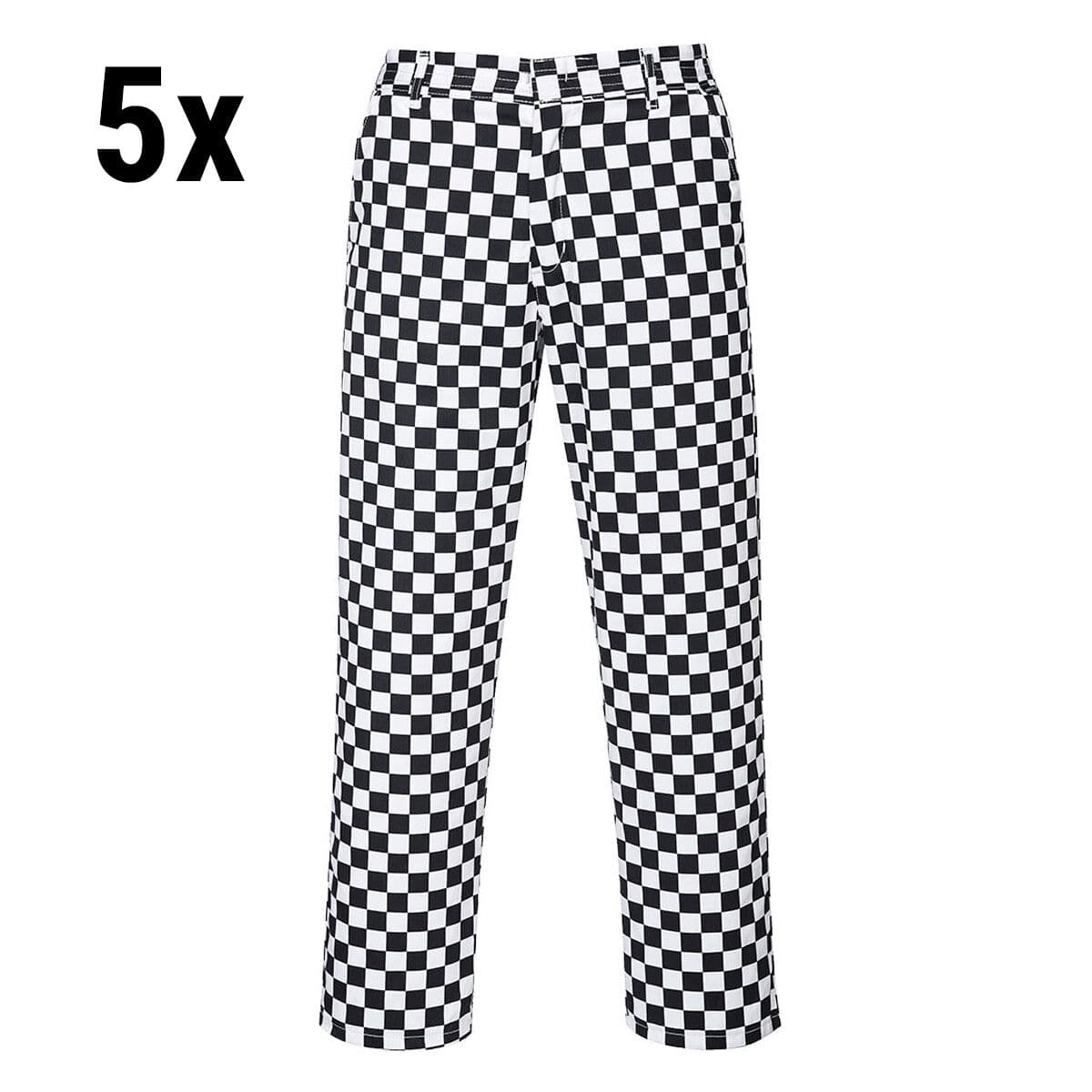 (5 pieces) Unisex Cooking Trousers - Black / White - Size: S	