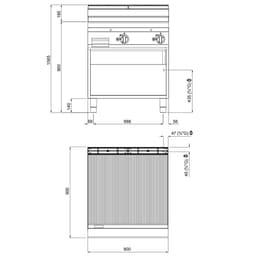 Gas Bratplatte - 20 kW - Gerillt