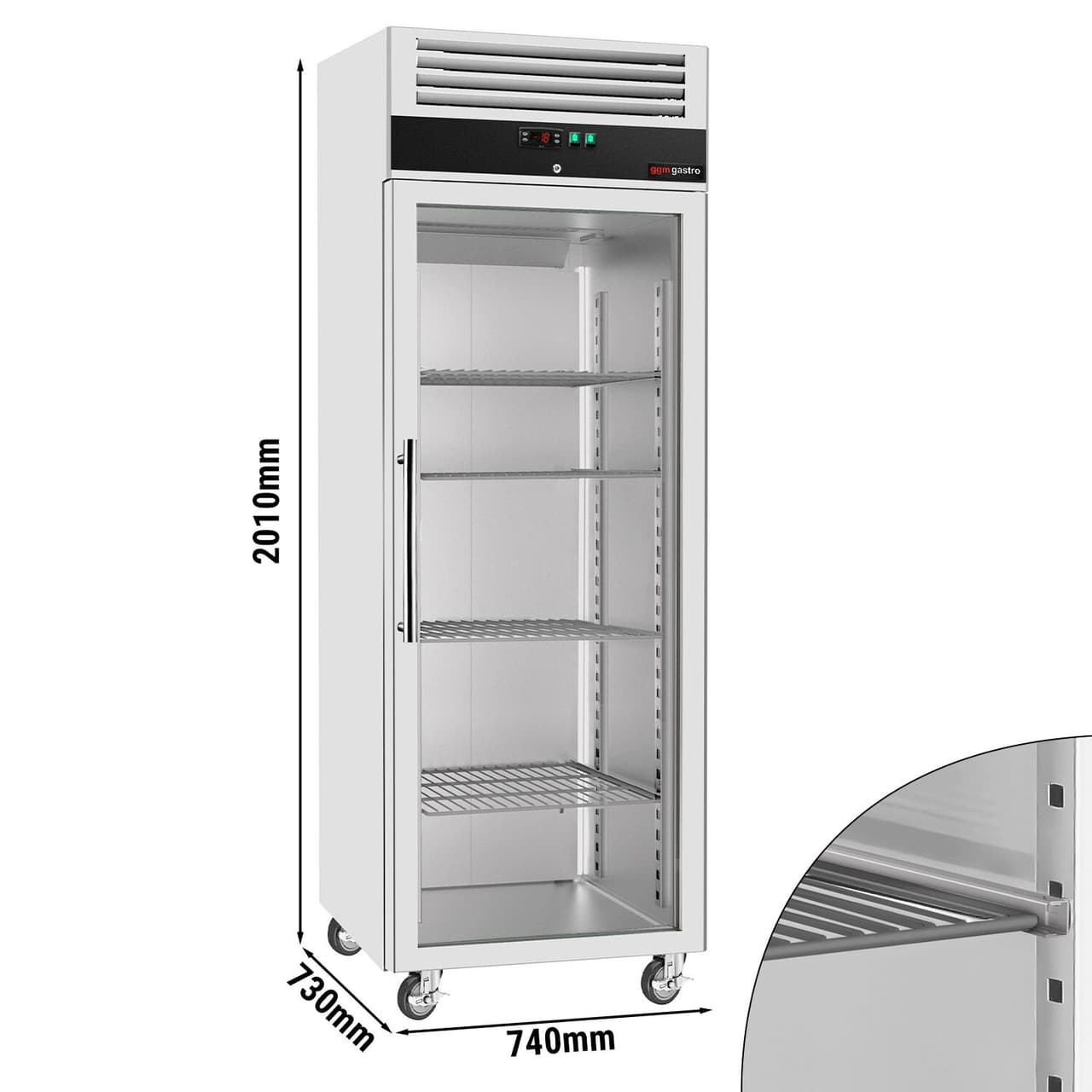 Freezer Stainless Steel ECO - 600 liters - with 1 glass door