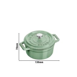 STAUB | LA COCOTTE - mini kokotka - Ø 100 mm - litina - šalvějově zelená