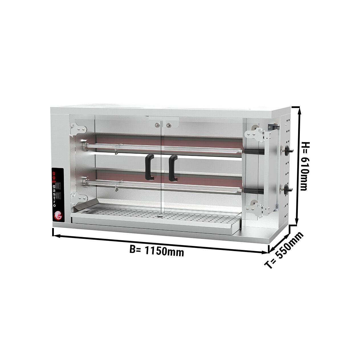 Plynový gril na kuřata PREMIUM se 2 rožni pro 10 kuřat - 1150 x 472 x 605 mm