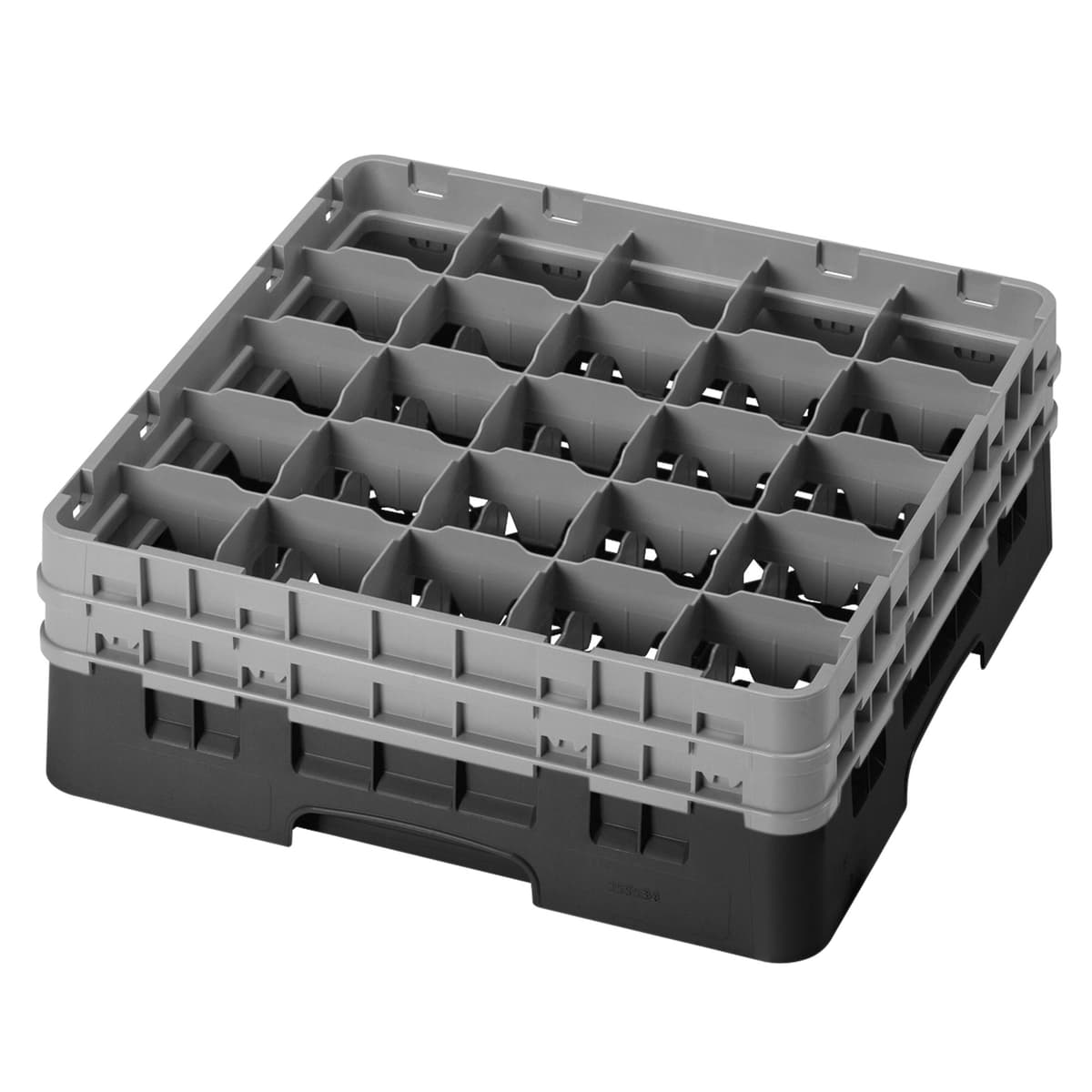 CAMBRO | CAMRACK® - Koš na sklo 1/1 se 2 nástavci - 500x500mm - 25 přihrádek - černý