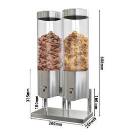 Dávkovač na kukuřičné lupínky - dvojitý - Ø 120 mm - chroom - pákový dávkovač