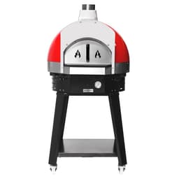 Wood pizza oven - red - incl. base 