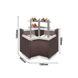 Cukrárenský pult rohový 1,05 m / 0,99 m (uvnitř)