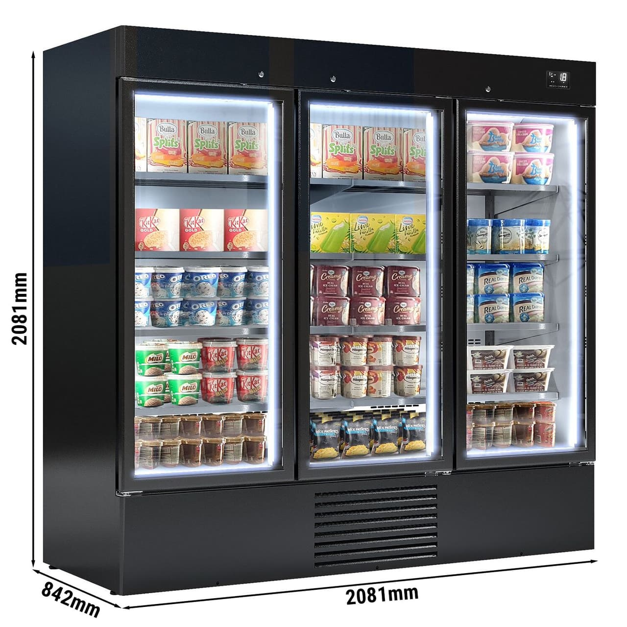 Freezer -2081mm - 2030 liters - with LED lighting, insulated glass doors & 4 shelves