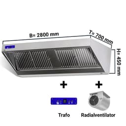 Wandhaube - 2800mm - mit Motor, Regler, Filter & Lampe