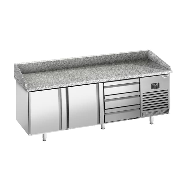 Pizza preparation table  Premium PLUS- 1980x700mm - with 2 doors & 3 drawers