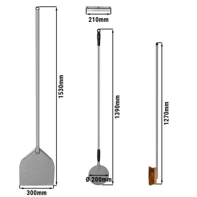 (SET) Pizzaofenschaufeln - AZZURRA - mit Pizzaofenbürste
