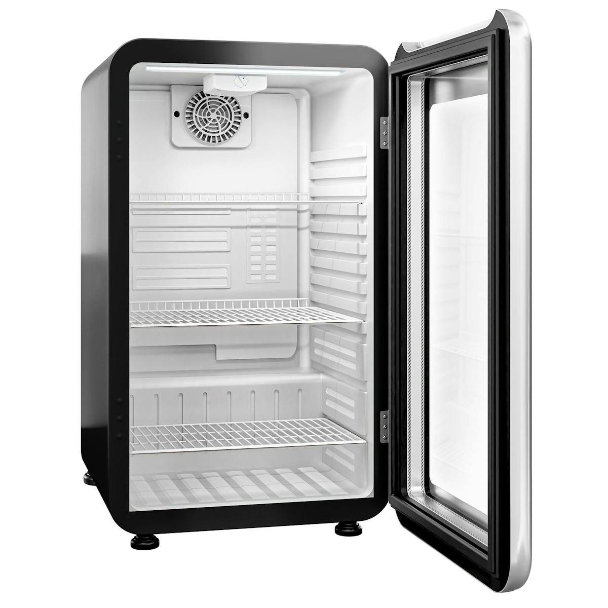 Mini barová lednice - 113L - s 1 skleněnými dveřmi - černá/ stříbrná
