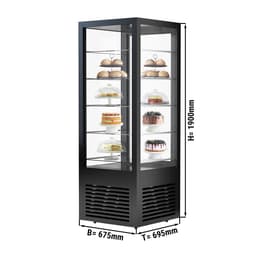 Panoramic display case - 440 litres - 670mm -  5 shelves - Black