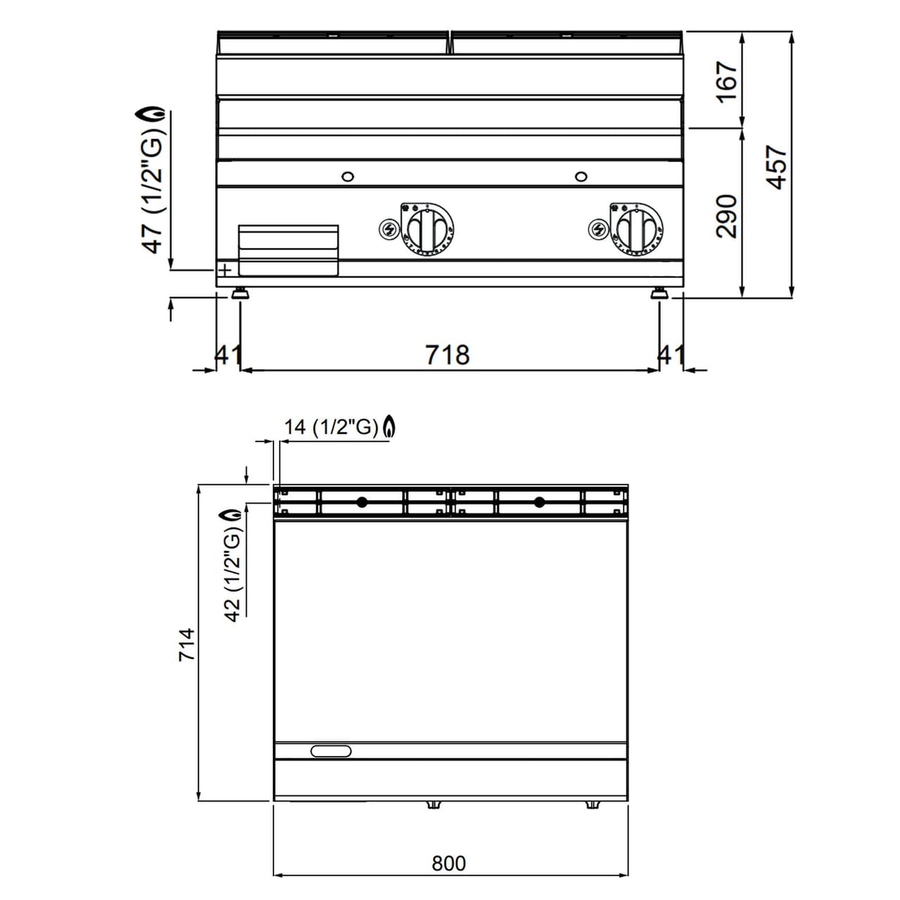 Plynový gril - hladký - s lesklým povrchem (13,8 kW)