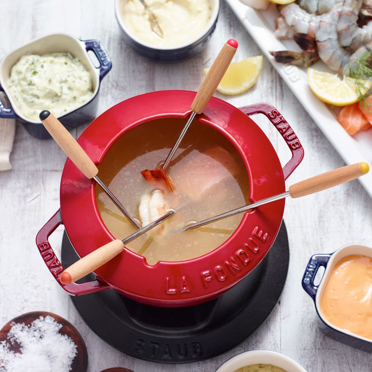 STAUB | SPECIALITIES - Fondue set - Ø 160 mm - litina - třešňově červená