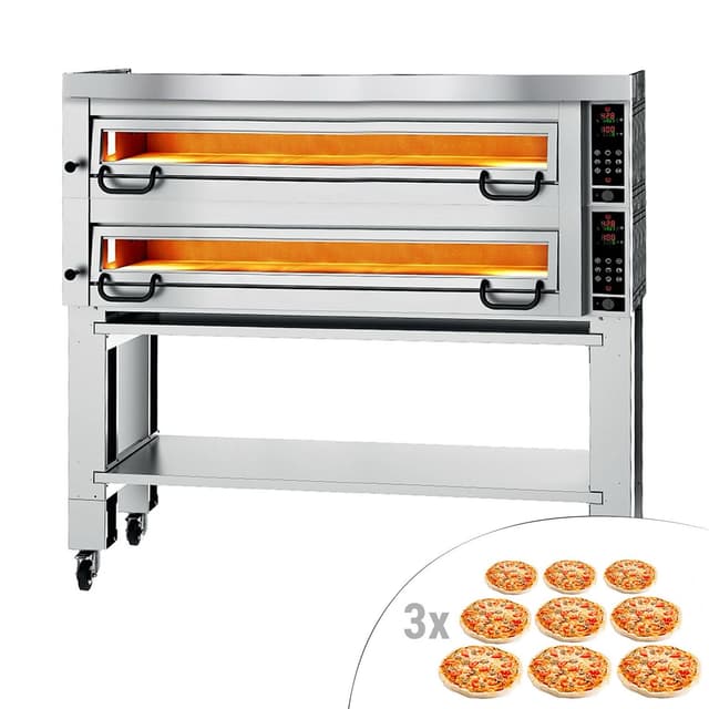 Elektrická pizza pec Power - 9+9 Ø 34 cm - vč. digestoře, podstavce & setu koleček