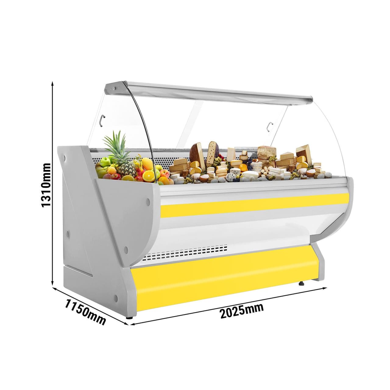 Chladicí vitrína - 2000 mm - s osvětlením - žlutý přední panel