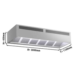 Indukční digestoř - 3,0 m - s filtrem a LED svítidlem