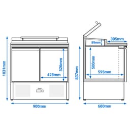 Saladette PREMIUM - 900mm - 2 dveře - 4x GN 1/3 - skleněný kryt