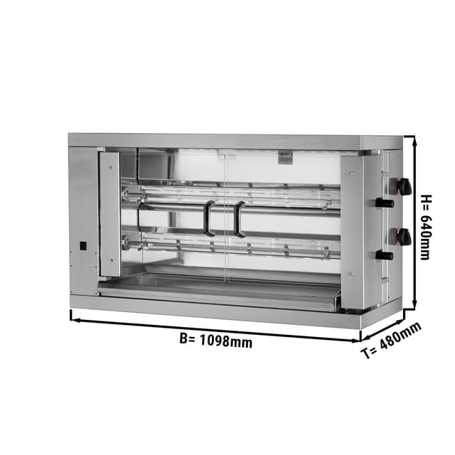 Plynový gril na kuřata ECO se 2 rožni pro 12 kuřat - 1098 x 480 x 640 mm