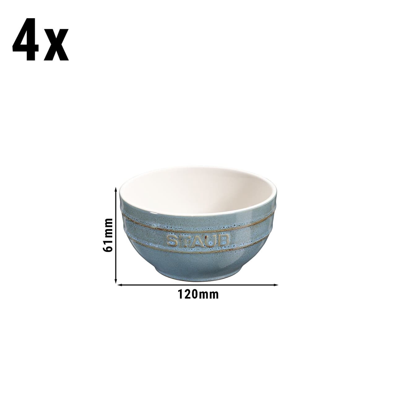 STAUB | CERAMIQUE - Sada misek, 4dílná - Ø 120mm - keramika - antická tyrkysová