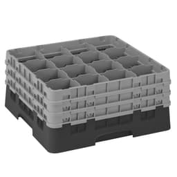 CAMBRO | CAMRACK® - Koš na sklo 1/1 se 3 nástavci - 500x500mm - 16 přihrádek - černý