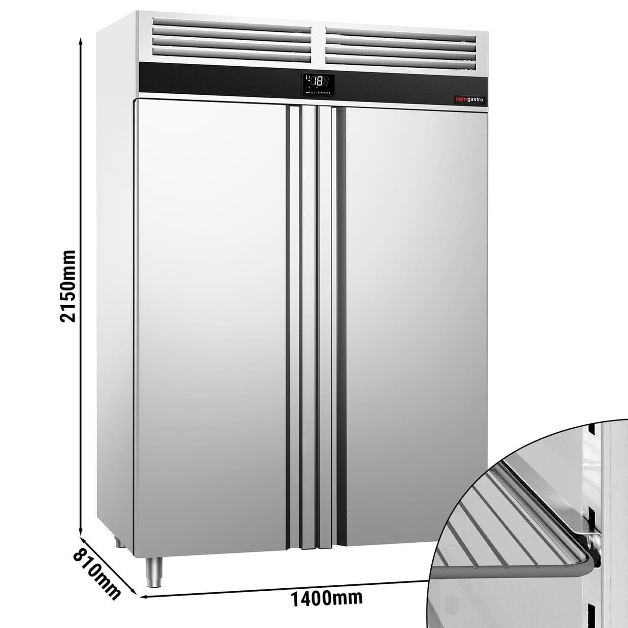 Tiefkühlschrank Edelstahl PREMIUM - GN 2/1 - 1400 Liter - mit 2 Türen