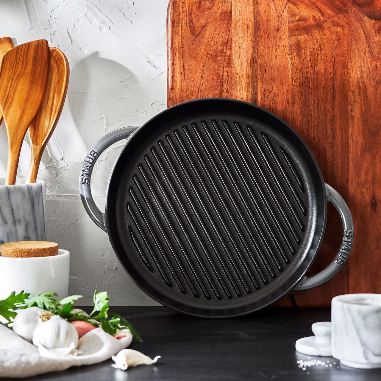 STAUB | GRILL PANS - Grilovací pánev s výlevkou - Ø 260 mm - litina - grafitově šedá