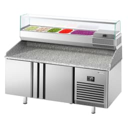 Pizzakühltisch Premium PLUS - 1783x800mm - mit 2 Türen - inkl. Kühlaufsatzvitrine - 6x GN 1/3