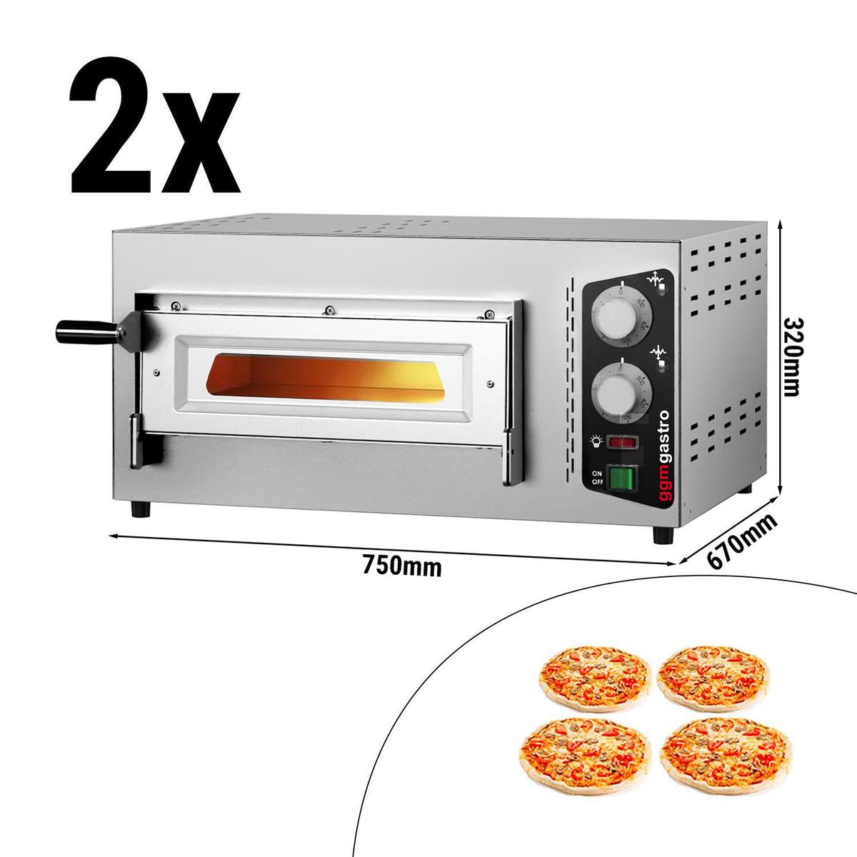 (2 pieces) Electric pizza oven - 4+4x 25cm - Manual