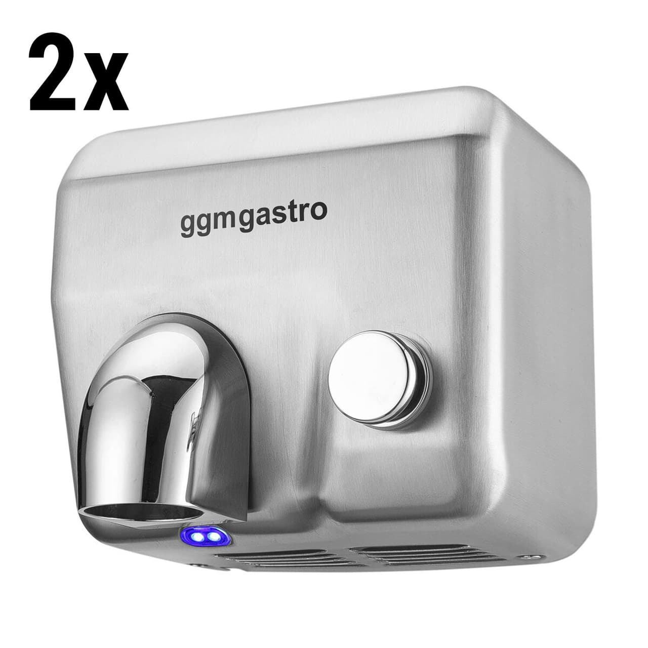 (2 pieces) Stainless steel hand dryer with push button - Matt