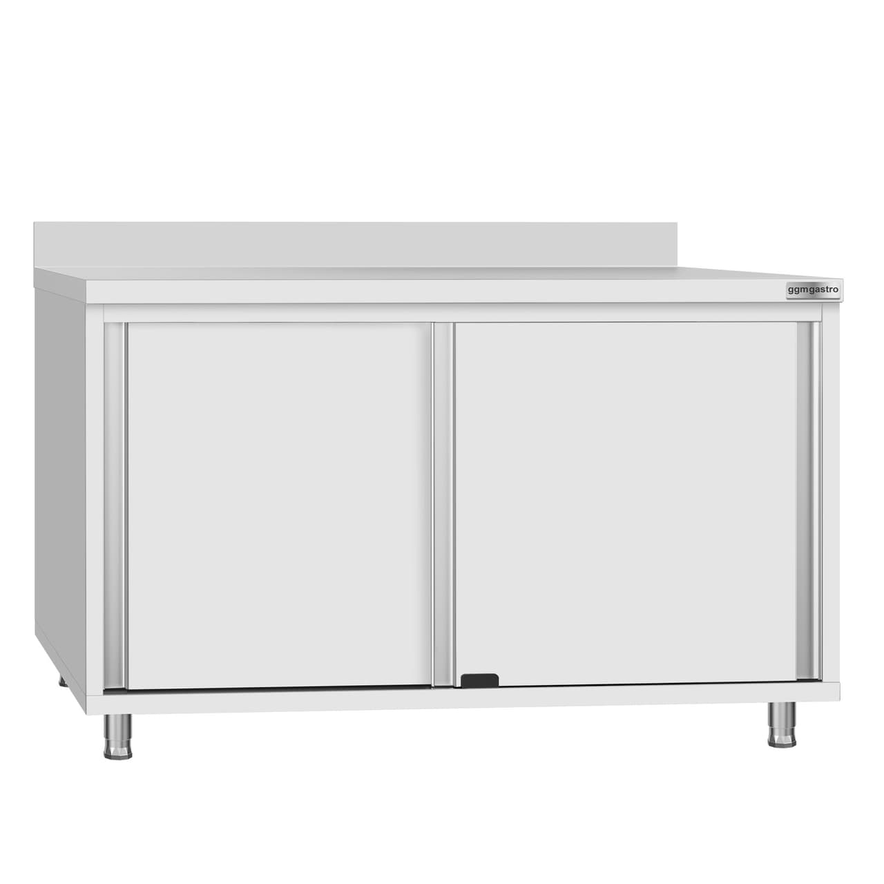 Stainless steel work cabinet ECO - 1200x700mm - with sliding door and backsplash