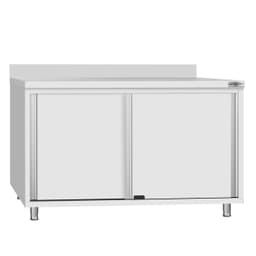 Stainless steel work cabinet ECO - 1200x700mm - with sliding door and backsplash