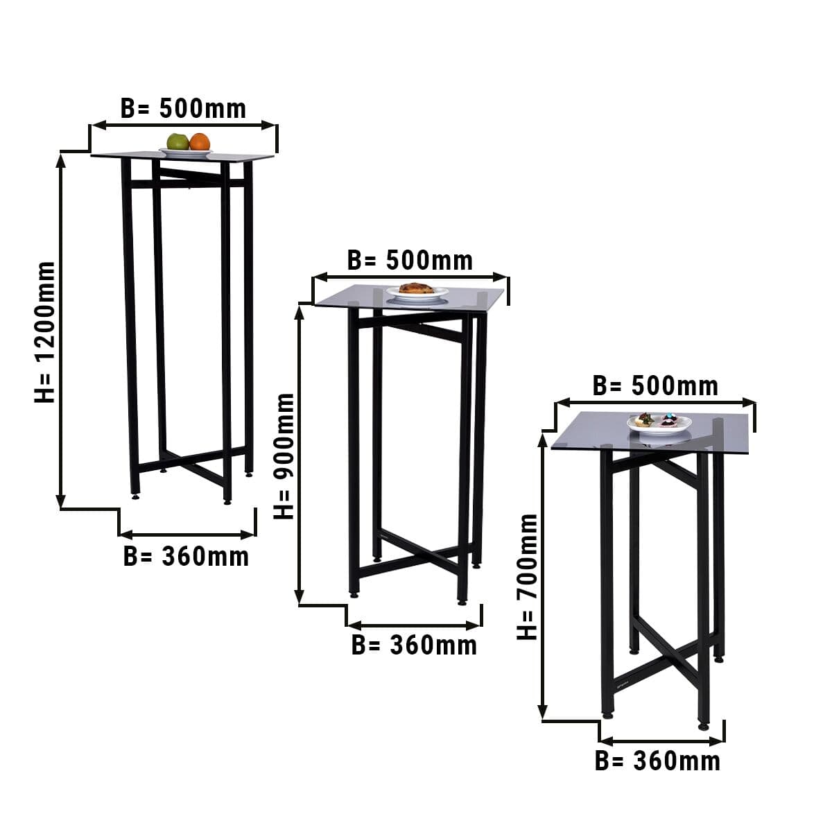 (3 pieces) side/coffee table set - foldable height- 70, 90 & 120 cm