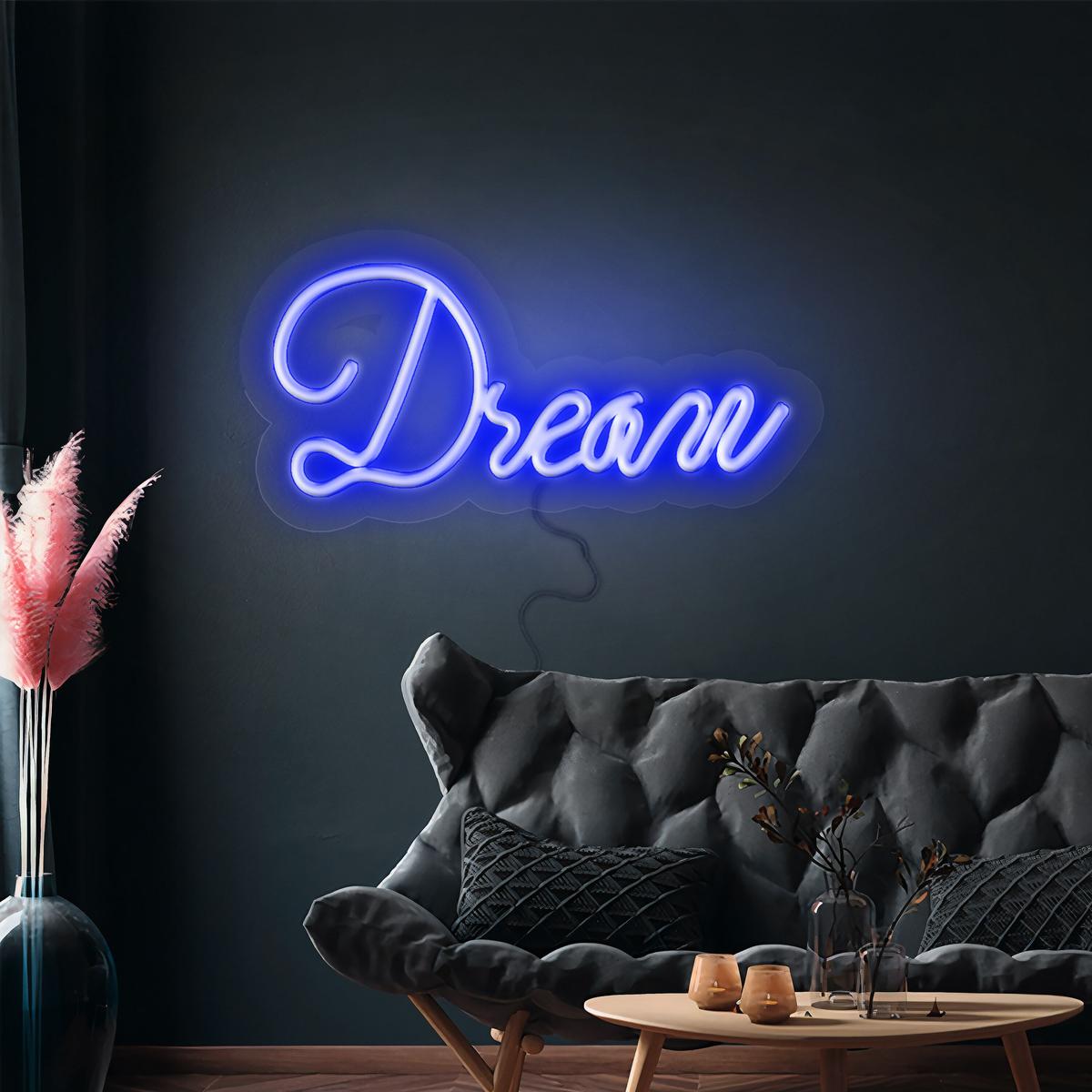  Světelný nápis LED - Dream - modrý - 420x180mm