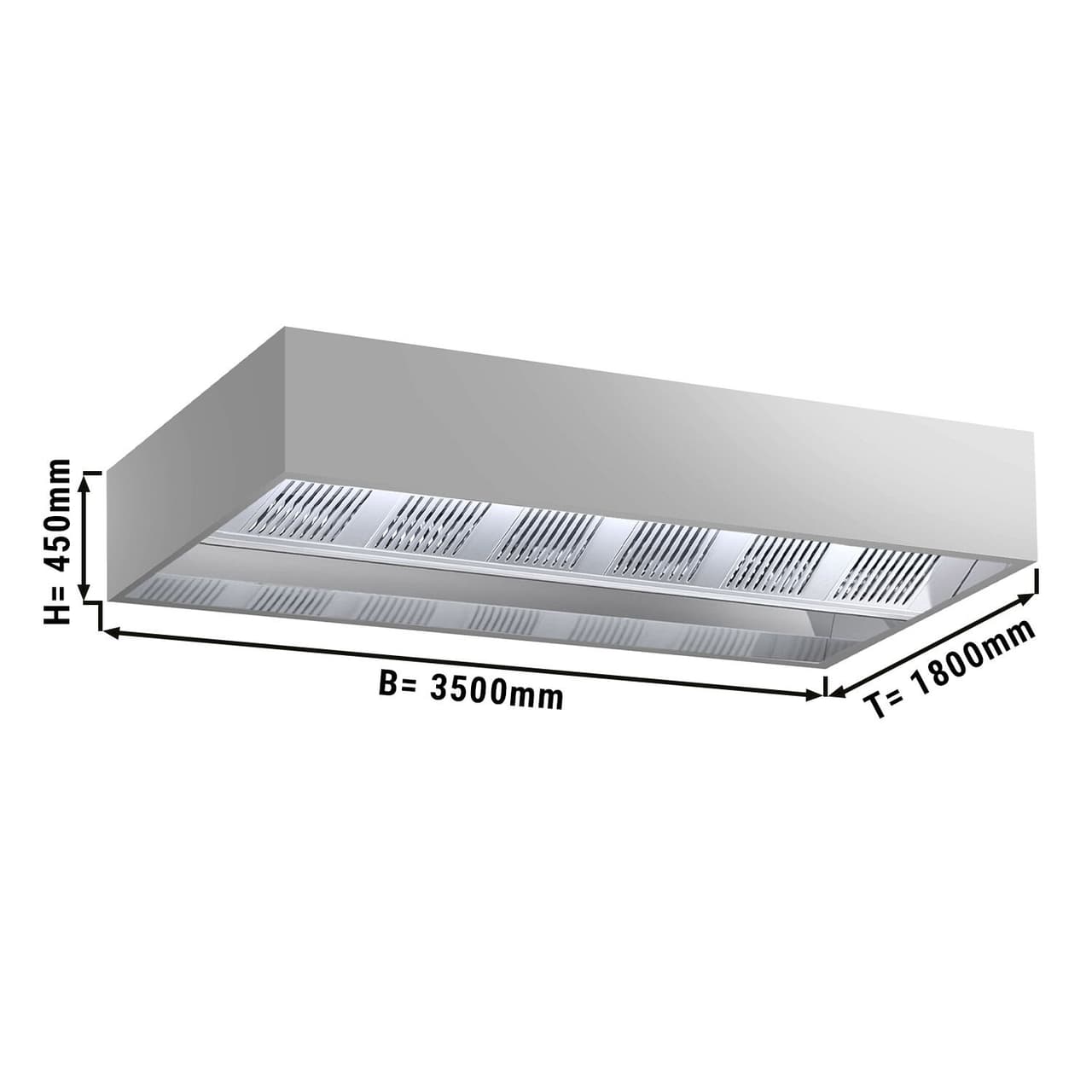 Indukční digestoř - 3,5 m - s filtrem a LED lampou