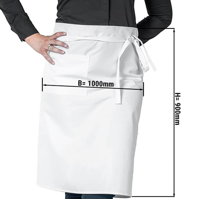 (5 Stück) Bistroschürze - Weiß - Länge: 90 cm