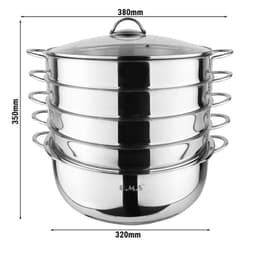 6dílný parní hrnec z nerezové oceli | parní hrnec - Ø 280 mm - 5,8L