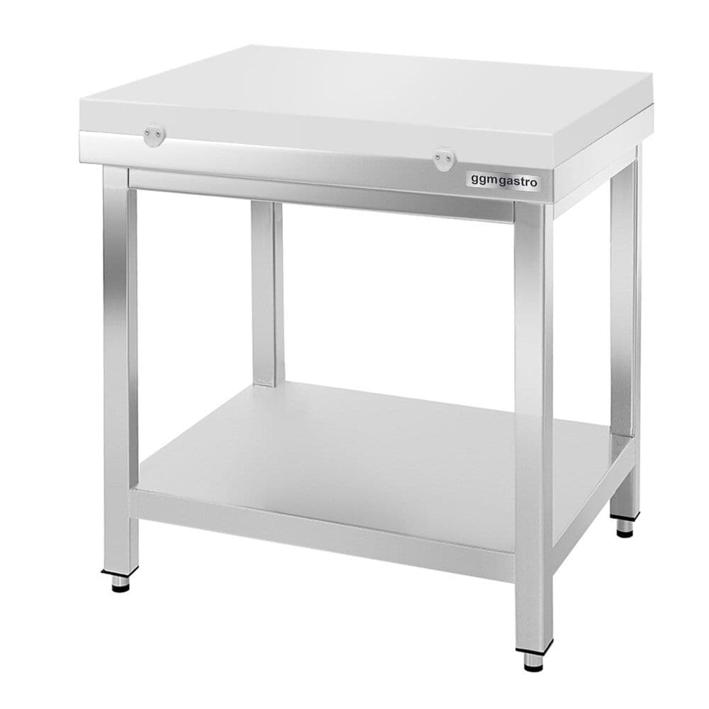 Stainless steel worktable PREMIUM - 600x700mm - with base shelf without upstand incl. cutting plate