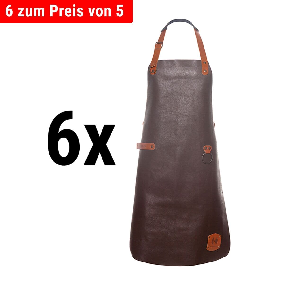 (6 pieces) Karlowsky - Leather Bib Apron - Mocha