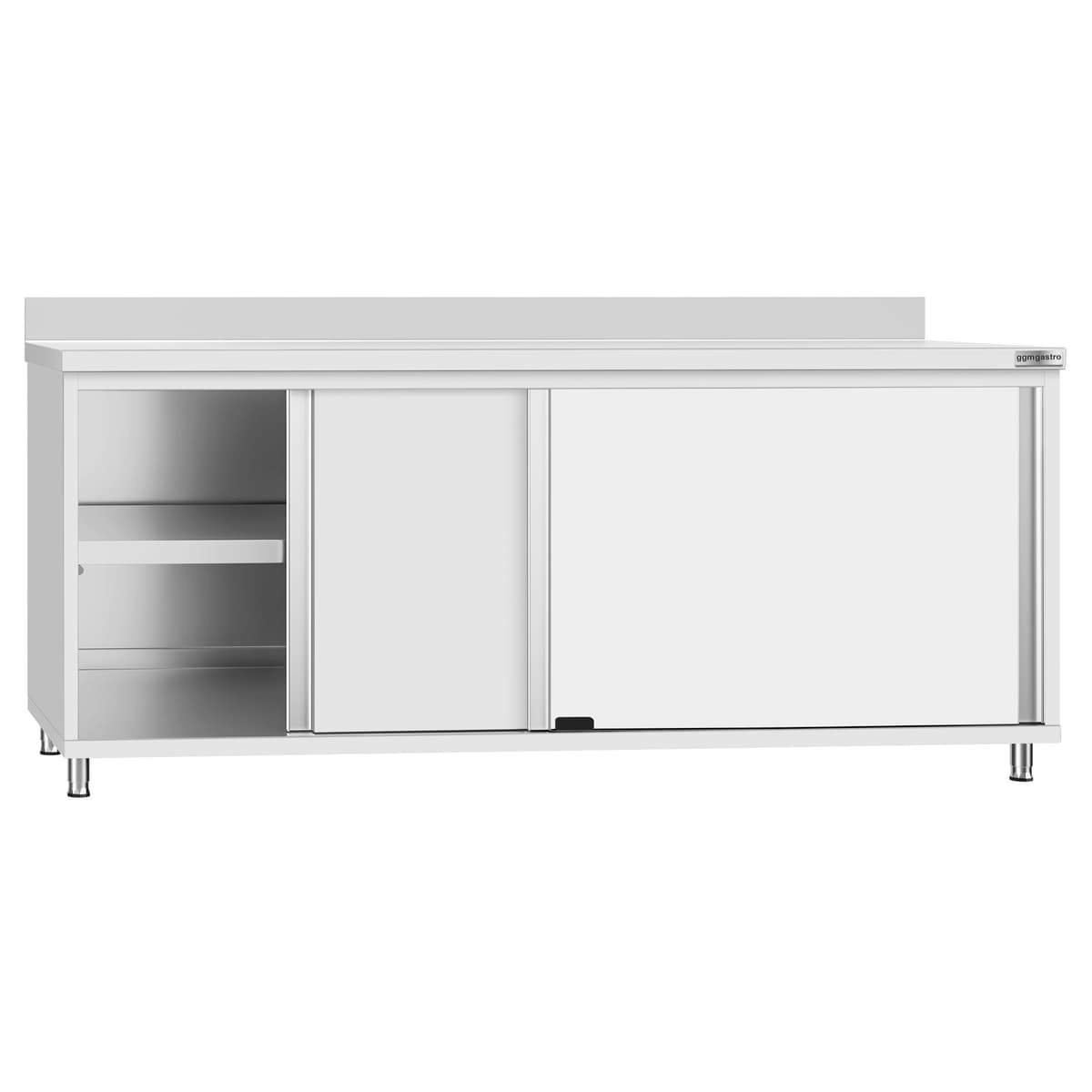 Stainless steel work cabinet ECO - 2000x700mm - with sliding door and backsplash