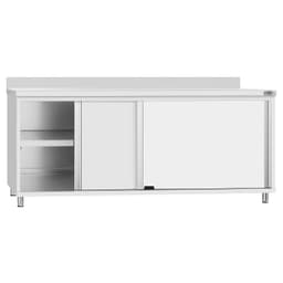 Stainless steel work cabinet ECO - 2000x700mm - with sliding door and backsplash